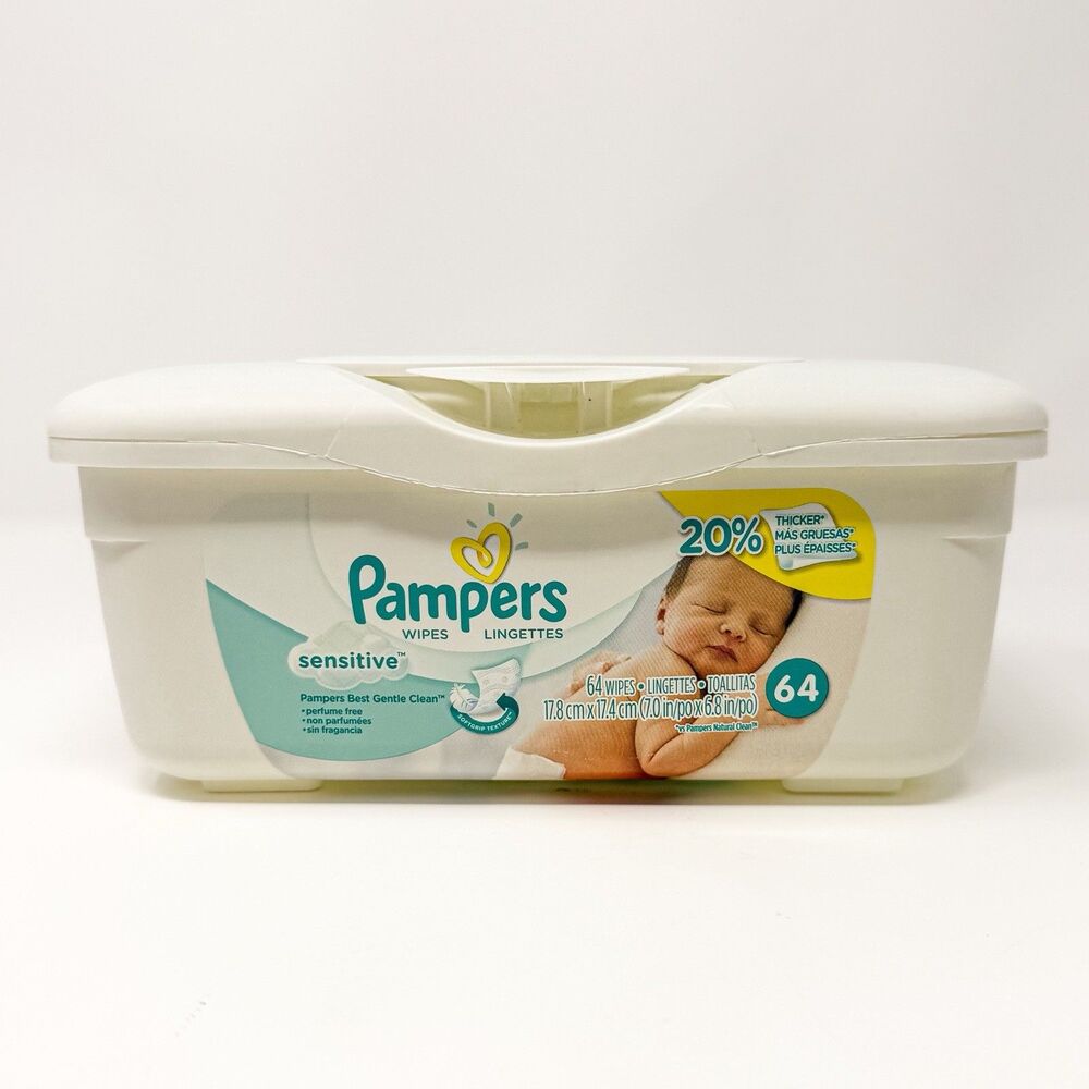 Pampers Sensitive EMPTY Plastic Baby Wipes Container Box Capacity 64 Wipes